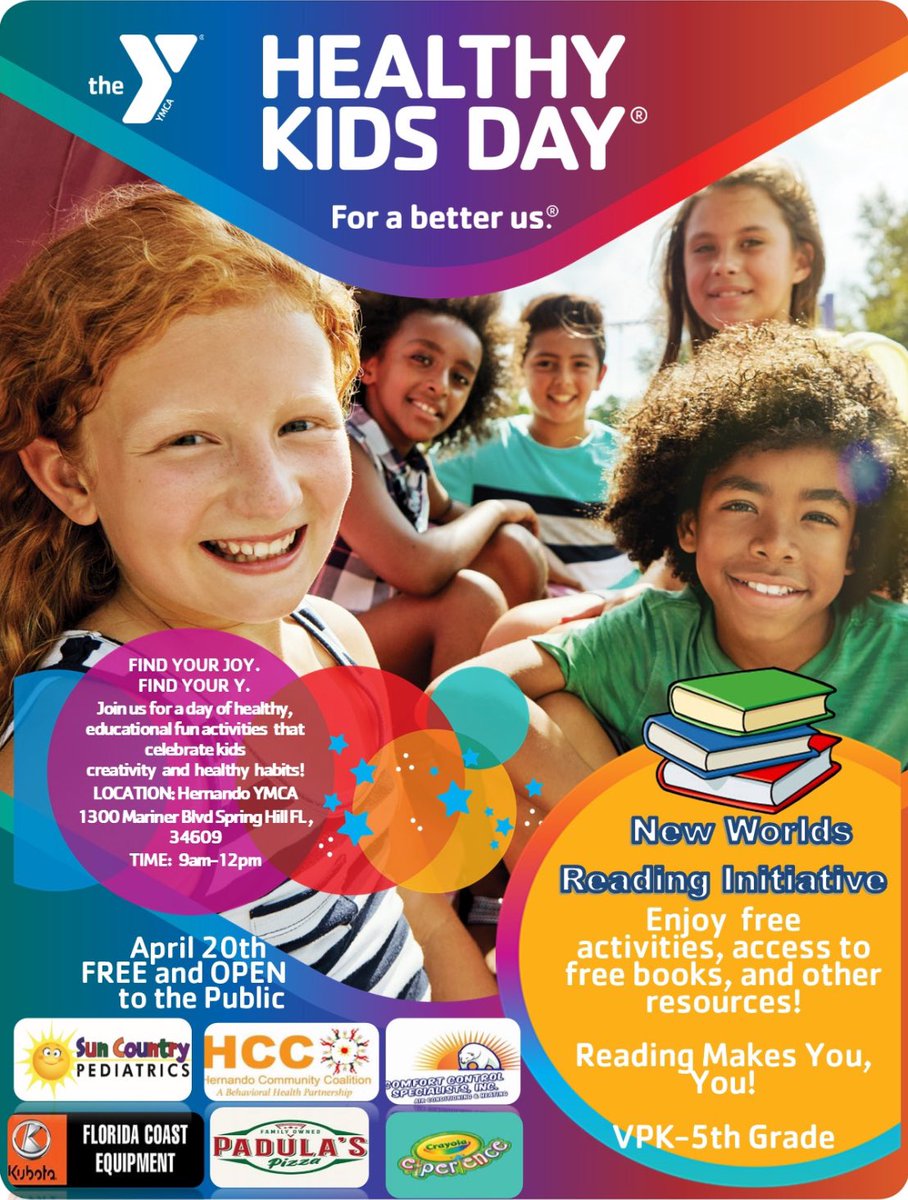 Lots of fun happening for Healthy Kids’ Day at our Hernando County YMCA! Free family event until Noon. Come on down. <a href="/HernandoYMCA/">YMCA Suncoast</a>
