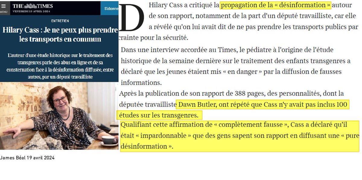 Stop à la #désinformation concernant le #CassReview sur le parcours des mineurs #trans en Angleterre thetimes.co.uk/article/hilary… Pour en savoir plus sur cette désinformation : docs.google.com/document/d/1w_…