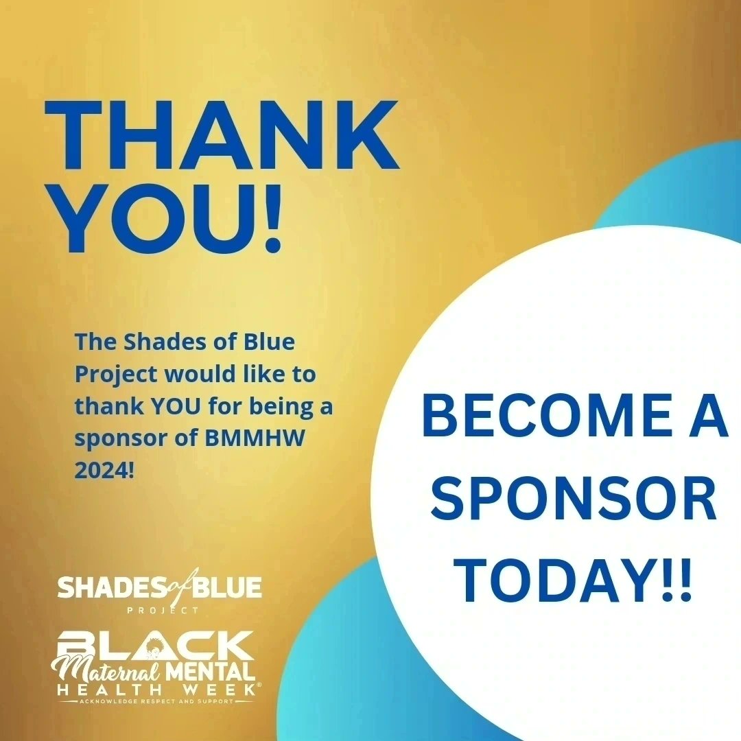 Join us July 19-25 for the 6th Black Maternal Mental Health Week. Thanks to our current sponsors for your support! We need new sponsors to join us. Explore new sponsorship opportunities: bit.ly/SPONSORSHIPFOR… Let's Make SHIFT HAPPEN TOGETHER for Black mamas maternal mental…