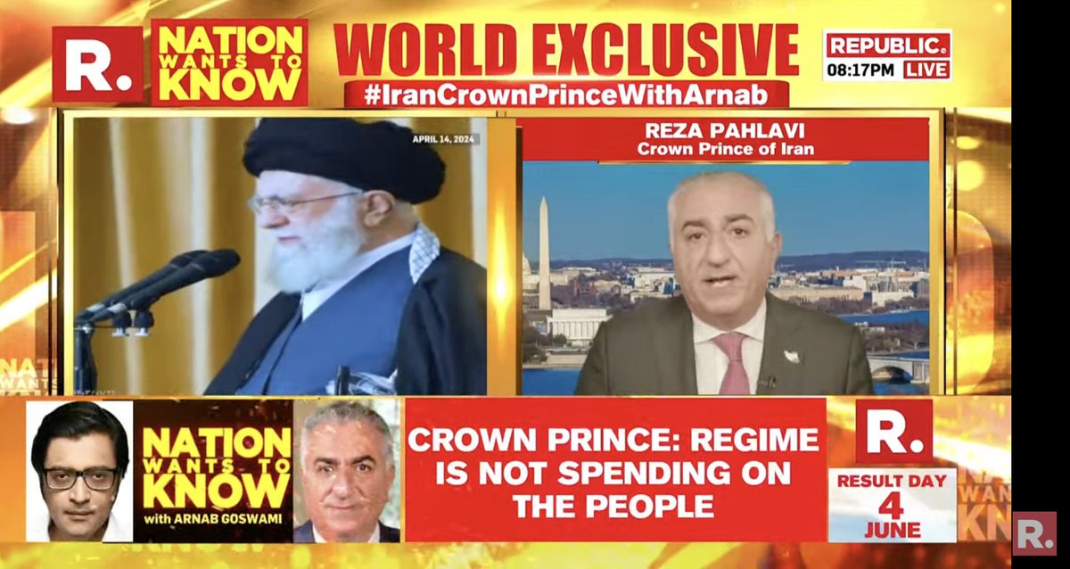 #IranCrownPrinceWithArnab | 'I stand for the freedom of Iran from religious dictatorship.': Crown Prince of Iran Reza Pahlavi (@PahlaviReza) on Nation Wants to Know - youtube.com/watch?v=LB1C8z… #Iran #Israel #RezaPahlavi #IranIsraelConflict #NationWantsToKnow