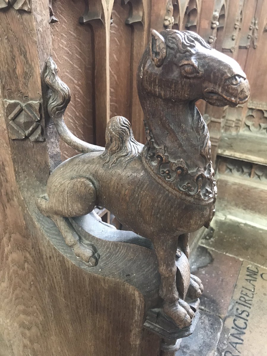 A very fine early 15c camel in the choir pews at Walpole St Peter church in the Fens
