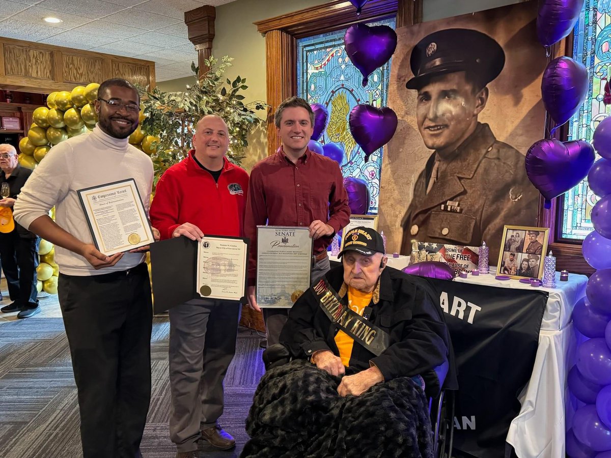 It was an honor to celebrate Denis DeGroat’s 100th birthday with him last week. Mr. DeGroat is a veteran of WWII, where he served as an Army combat engineer and was the recipient of the Purple Heart.
