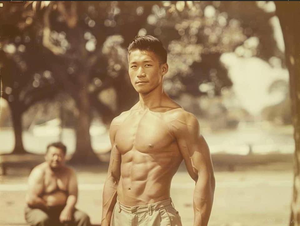Man in this photo was taken in
1946.

This guy is Ken Shimizu. He is 35 years old. He has 2 children.

Shimizu never runs. Sleeps late.
Eats whatever he wants. Even drinks beer instead of water. Eat dinner with many kinds of food every night.

What does Shimizu do to get such a