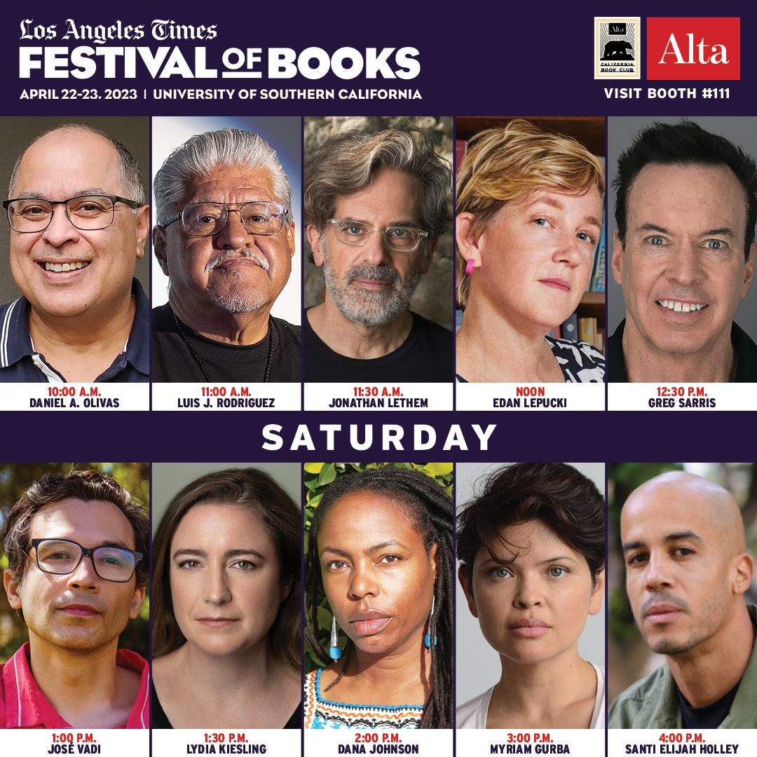 We're all set up at the @latimesfob! Check out our lineup of two days of book signings, beginning at 10 a.m. today with @olivasdan, @Luis4Governor, @thegregsarris, @vadiparty, @lydiakiesling, @lesbrains, @santiholley, and more: altaonline.com/events/a603594…