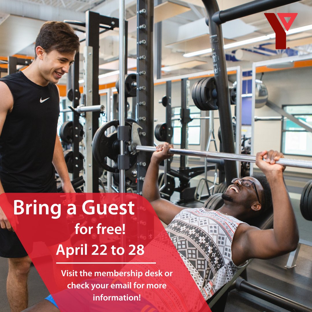 Share your love for the Y and bring a guest for free next week, from April 22 to 28. 🙌 Bring a friend or family member to try new activities, get moving, and have fun! #YMCA #YSWO #BringaFriend #BringaGuest