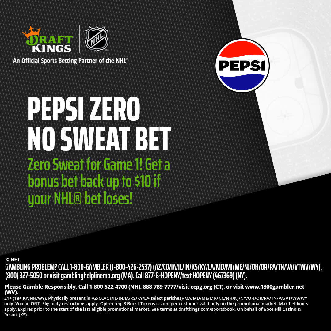 🚨 Pepsi Zero No Sweat Bet 🚨 @Pepsi is bringing you a No Sweat Bet for tonight’s NHL playoff game! Get a bonus bet back up to $10 if your NHL bet loses! GET IT HERE: sportsbook.draftkings.com/promos?sf27275…