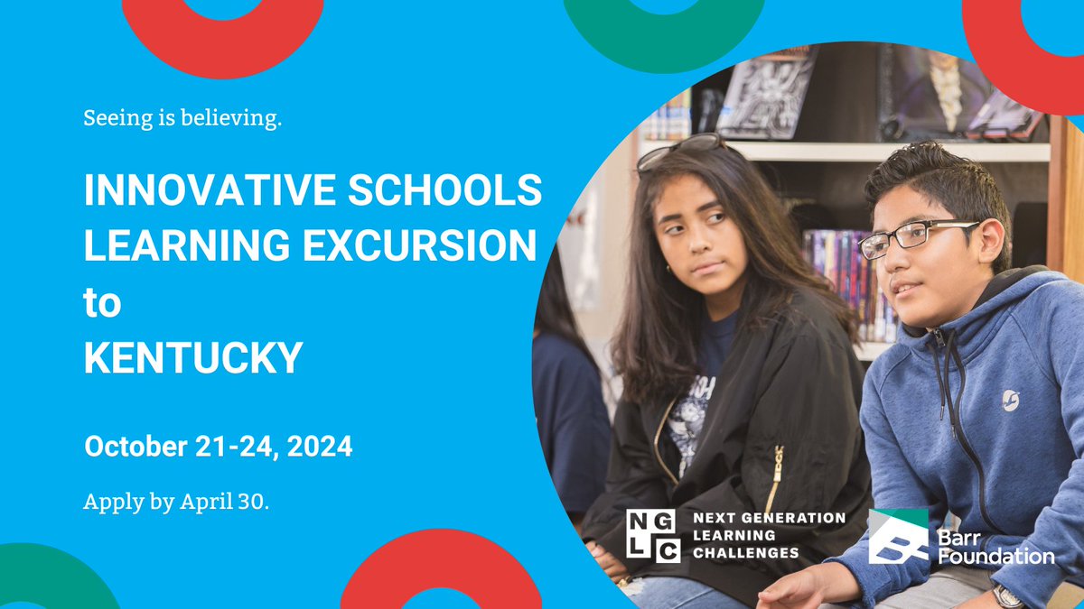Calling all #NewEngland teams who want to expand their thinking about learning and high school design: @NextGenLC & Barr Fdn are accepting apps for the Fall 2024 Innovative Schools Learning Excursion! Apps due April 30! nextgenlearning.org/news/learning-… #EdLeaders #StudentVoice #K12