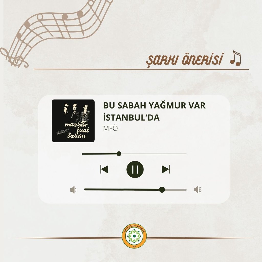 Bakalım hocalarımız neler dinliyor/izliyor/okuyor 👀🎶📚🎥 

Bu haftaki öneriler Doç. Dr. Ayşen Şatıroğlu’ndan.

@iuefsosyoloji @AysenSatiroglu 
#HocalardanÖneriler #İstanbulSosyoloji