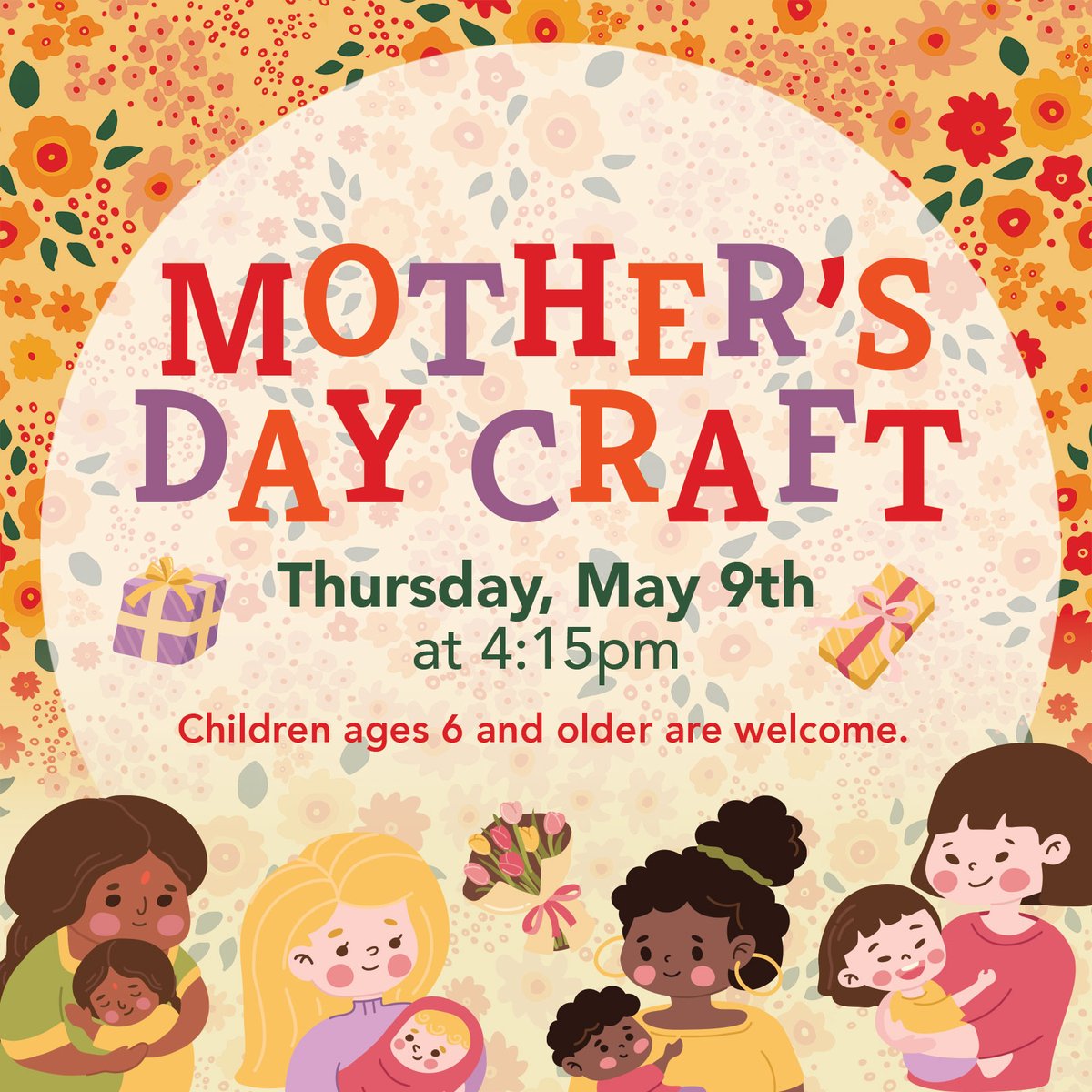 Join Miss Allyson and craft a Mother’s Day project just in time for this special holiday. Space is limited to the ﬁrst 12 participants.

Visit our website to register.

#mothersday #mothersdaycraft #childrenscrafts #hhﬂ  #librariesrock