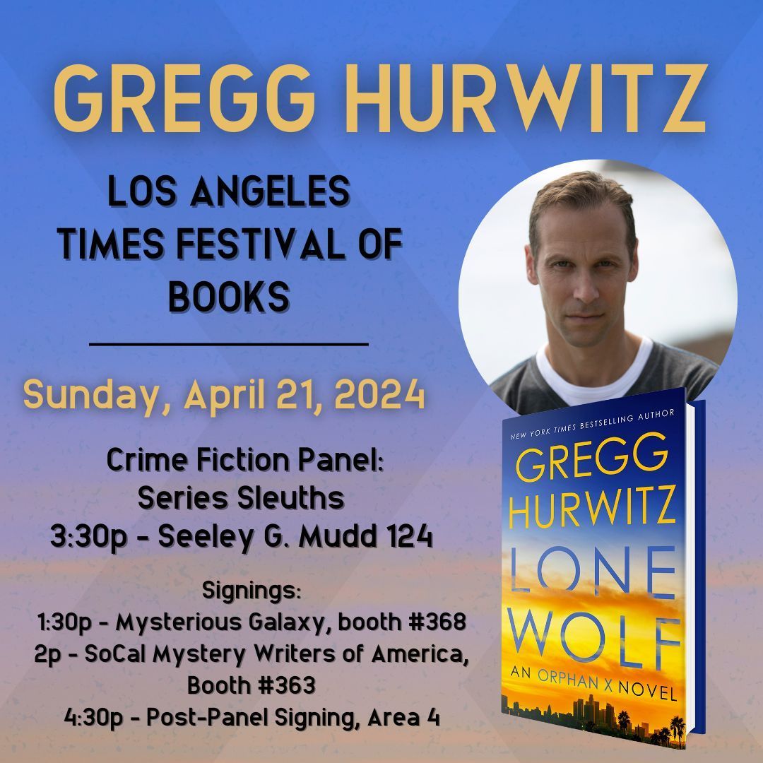 Tomorrow, I'll be spending the day at one of the best book festivals in the world, the @latimesfob with signings all day and a crime panel with @tracypc6161, @EriqLaSalle23, and @LeeGoldberg. Come on out, enjoy the sunshine, and pop by to say hello.