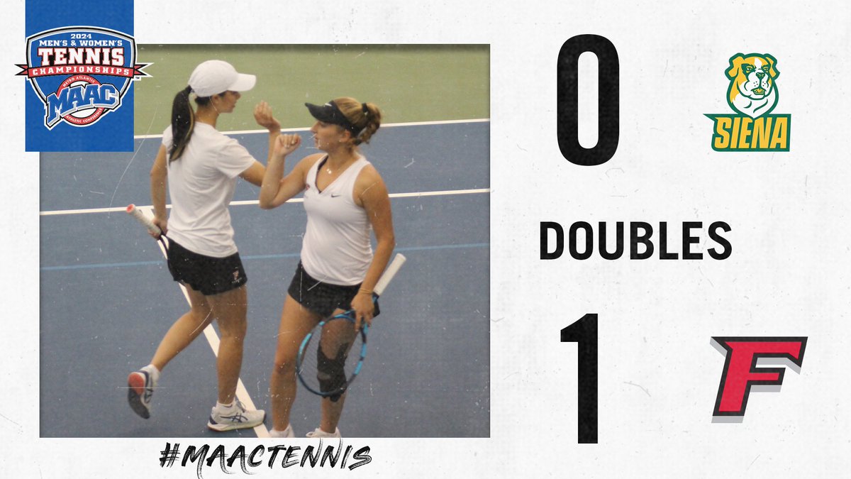 DOUBLES| @Stags_Tennis takes the doubles point from @SienaWTennis to go ahead 1-0 #1 - Liu/Cassidy 7-5 🤘 #2 - Karman/Malinowski 6-3 🤘 #MAACSports x #MAACTennis