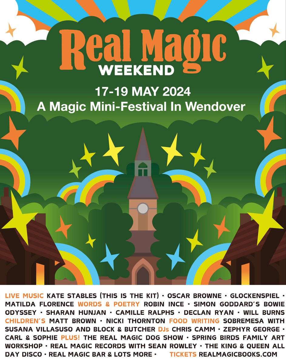 💥 WE’RE VERY EXCITED TO REVEAL THE LINE UP FOR OUR FIRST REAL MAGIC WEEKEND 17-19 MAY! A mini-festival of words and music. V special guests including @thisisthekit Robin Ince @sharan_hunjan @oscarbrowne__ Full information here realmagicbooks.com/real-magic-wee… Real Magic Forever! ✨🧡