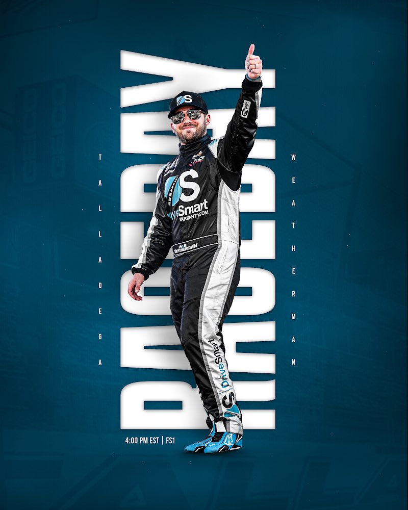 GoDriveSmart's tweet photo. 🏁IT’S RACE DAY IN TALLADEGA!

Get ready to watch Kyle Weatherman take the track at 3 pm CDT. 

#NASCAR | @TALLADEGA | #AgPro300 https://t.co/vZ4Hi2nL4n