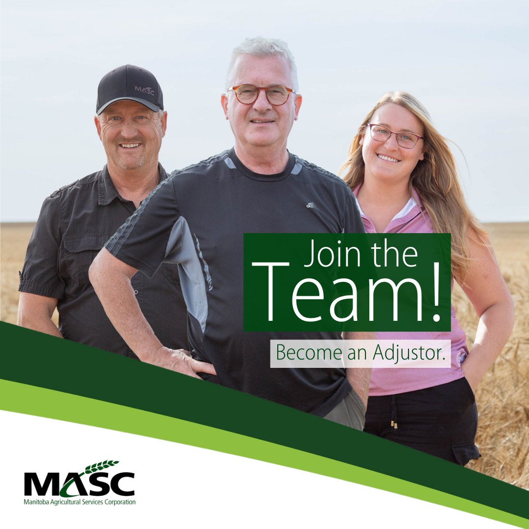 Love working outdoors & supporting Manitoba farmers? MASC is hiring Crop Adjustors! If you're detail-oriented with agricultural experience & Microsoft savvy, join the team! Cultivate your future with MASC. Apply now: bit.ly/MASC_Careers | #MBAg #WeAreHiring #JoinMASC