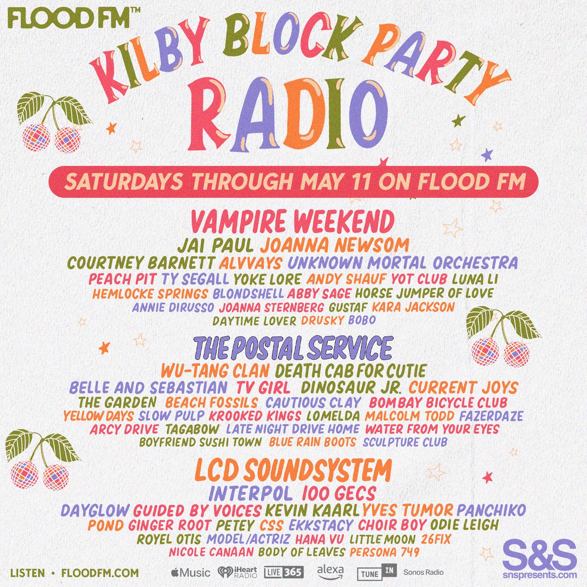 KILBY BLOCK PARTY RADIO! 📻🏔️🪩🕺💃 Today on your FLOOD FM 24 hours of nothing but music from all the fantastic artists performing next month at Utah's coolest music festival @kilbyblockparty @floodmagazine @kilbycourt @vampireweekend @Interpol @dcfc @alvvaysband @jai_paul