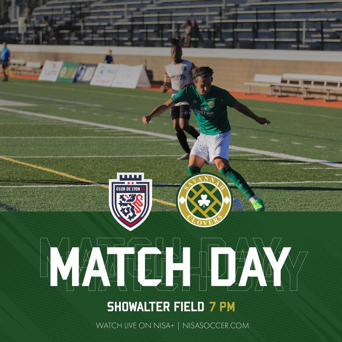 MATCH DAY IN WINTER PARK, FL 🌴☘️

Kickoff is at 7pm EST ⏰
Watch live on Nisa+ | NisaSoccer.com 
#SavannahClovers #nisasoccer