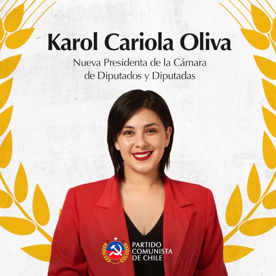 We offer our revolutionary salutes to Karol Variola, the first ever #Communist in charge of Chile’s Chamber of Deputies!

#Comrade Karol Cariola, 37, a midwife and former president of the Federation of Students at the University of Concepcion and Former General Secretary of