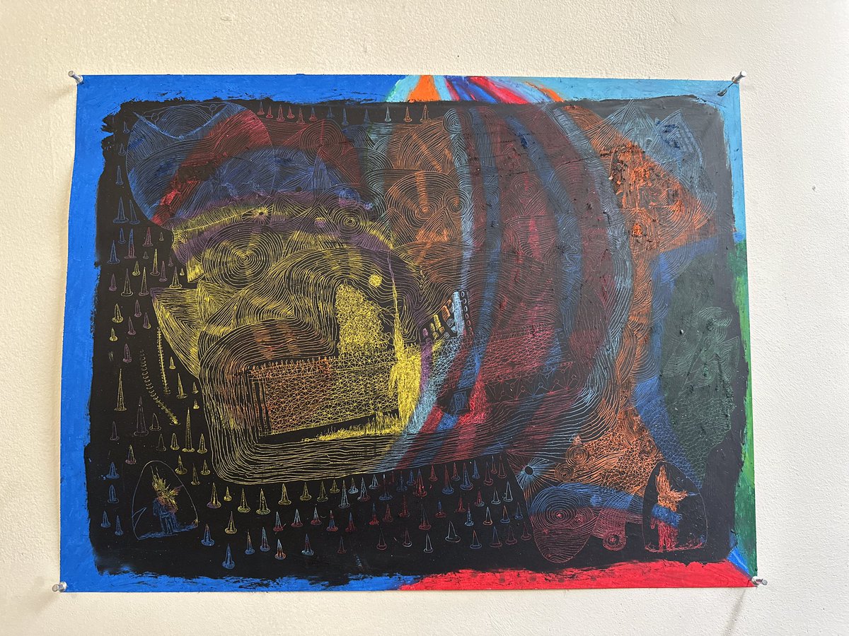 “Burning Man” oil pastel on paper 18x24