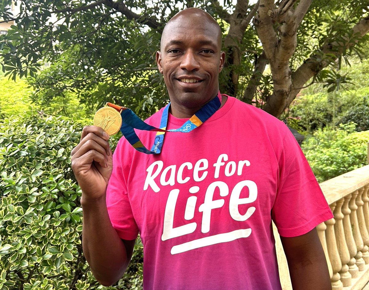 Olympic gold medallist, @MarlonDevonish MBE OLY, is supporting this year's #RaceforLife after seeing 'too many close friends and family' affected by cancer ❤ Thank you Marlon for all your support!