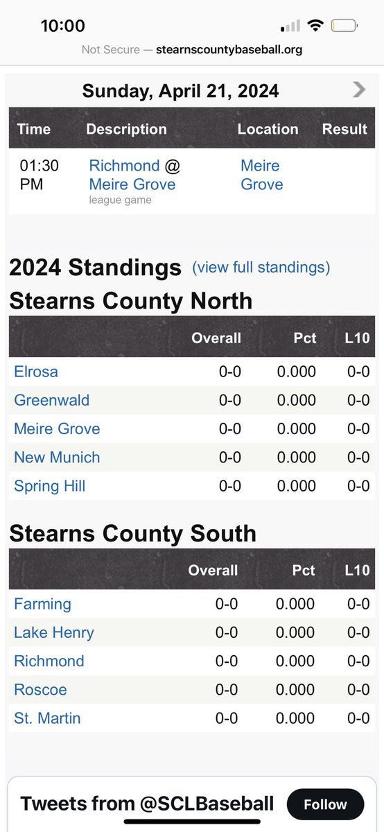 Stearns County League Baseball tweet media