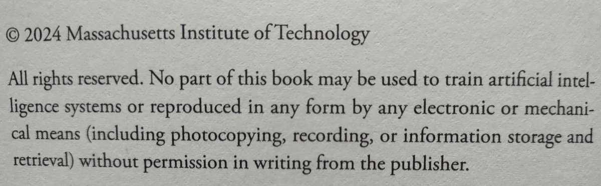 “No part of this book may be used to train artificial intelligence systems.”
#AI #ArtificialInteligence #IPlaw #copyright