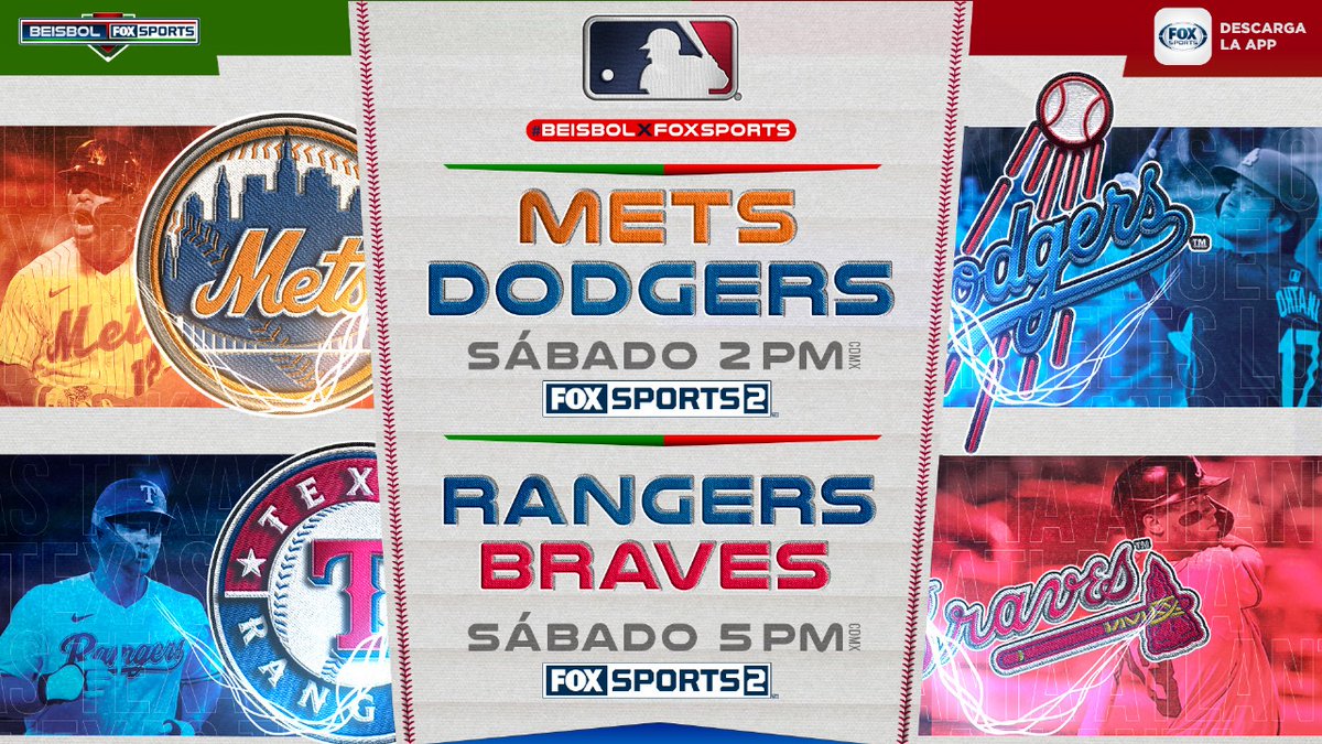 Los Mets se enfrentan a los Dodgers y los Rangers viajan a Atlanta para medirse a los Braves en #BEISBOLxFOXSPORTS ⚾

2PM CDMX - @Mets 🆚 @Dodgers
5PM CDMX - @Rangers 🆚 @Braves

Te esperamos hoy con la Previa en #BeisbolElShowFSMX a la 1:30 PM CDMX en vivo por @FOXSportsMX 2️⃣