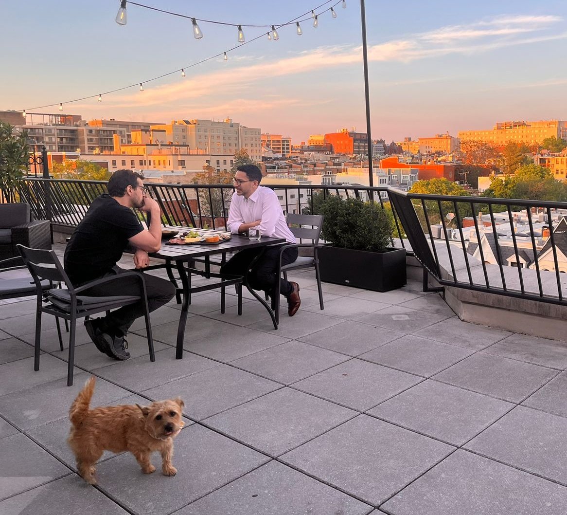 The actual spring meeting I came for. To more great conversations with @andyvalencianoy and @AAbdenur (photo by her courtesy) and Akela the most curious terrier about productive transformation.