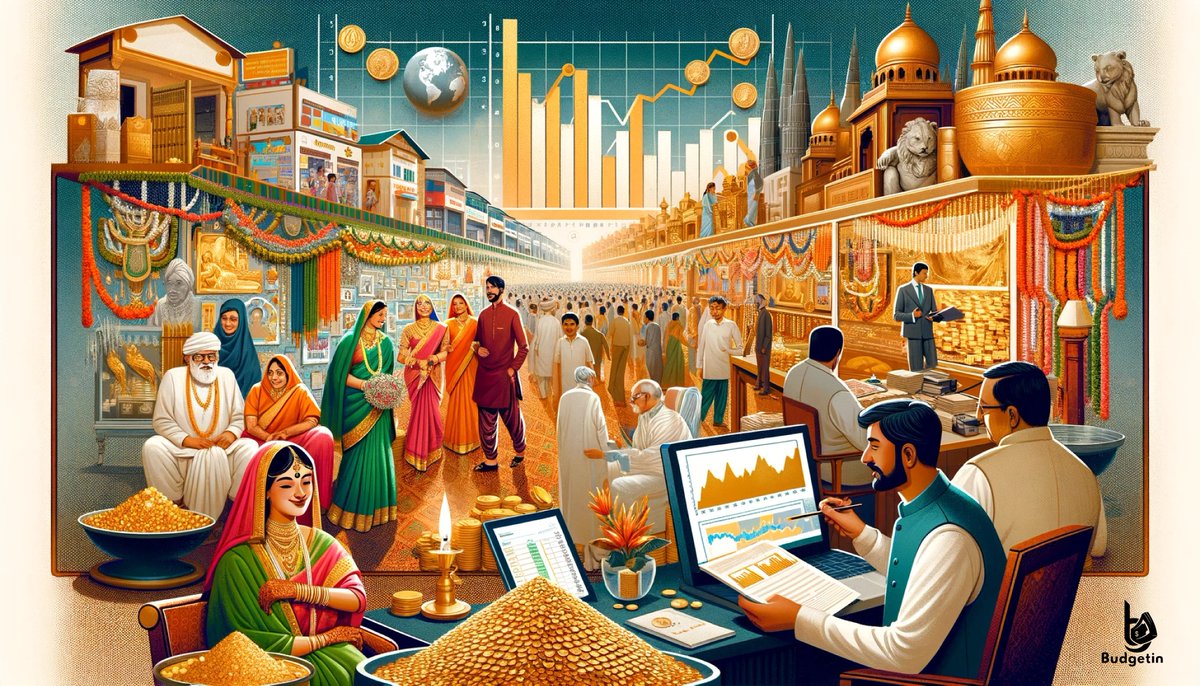 Budgetin_fnc's tweet photo. 1) Once upon a time, gold wasn't just a metal; it was the backbone of economies. 🌍✨ Let’s dive into how the global gold market influences India, a tale of glittering allure and strategic investments! #GoldMarket #InvestInGold https://t.co/mNY0I7Dyff