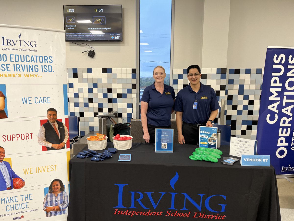 We are here at the ⁦@IrvingISD⁩ Community Resource Fair ready to talk to potential candidates! #alwaysrecruiting #myirvingisd ⁦@DeputySup_IISD⁩ ⁦@IISD_LEAP⁩ ⁦⁦@claireoliverHR⁩ ⁦@EmilioMorlett⁩