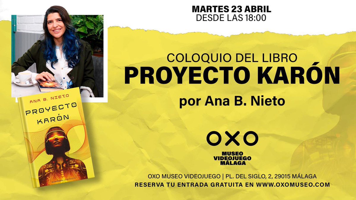 Martes, #Diadellibro2024 📚 Encuentro en el @oxomuseo para hablar de “Proyecto Karón” y de las capacidades transmedia de la RV 🎮 Libros, videojuegos, audiovisual… 👾 Competición y premios 🥽 Navega nuestro booktrailer RV @minotaurolibros