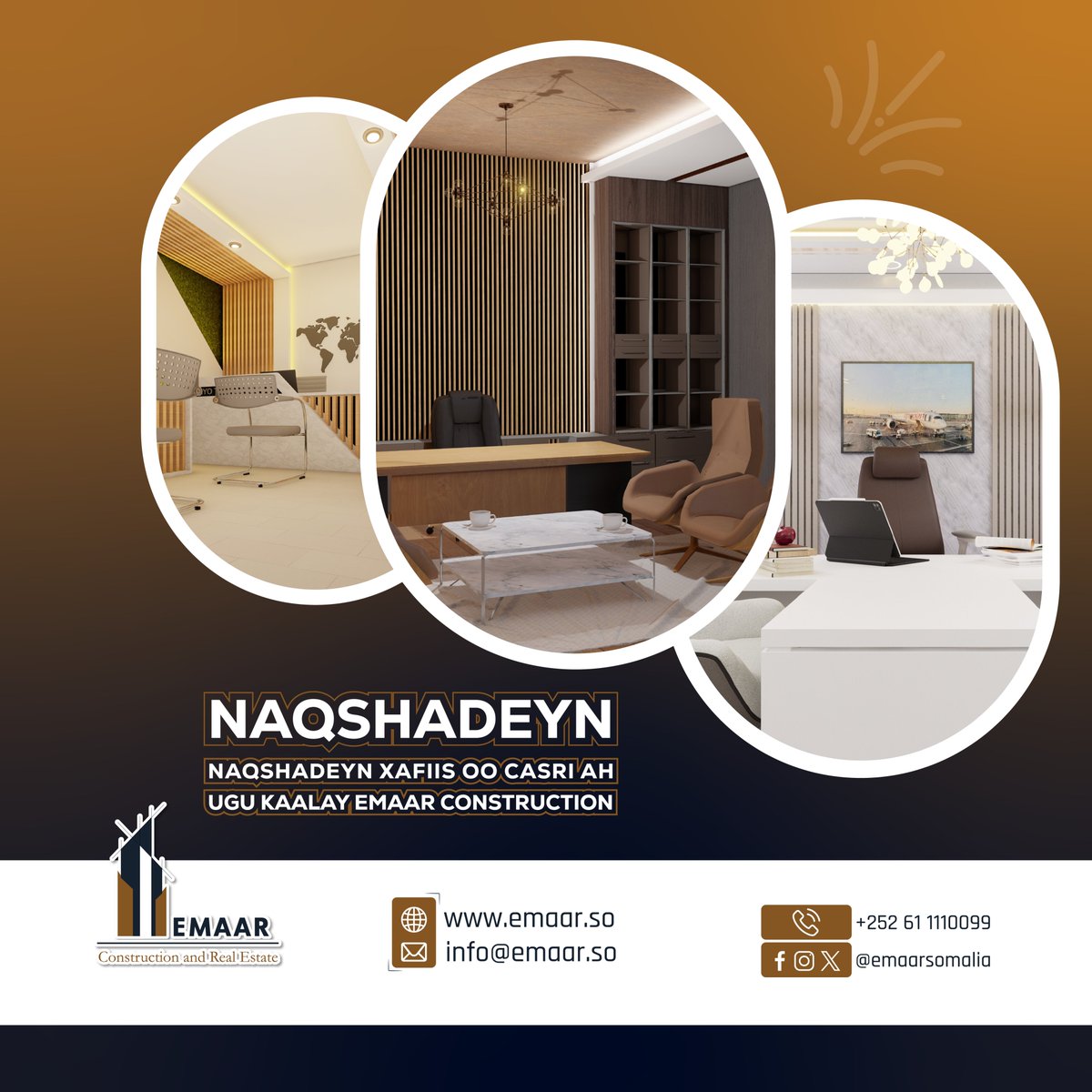 emaarsom's tweet photo. Naqshadeyn xafiis oo casri ah ugu kaalay @emaarsom
#interiorDesign #emaarconstruction https://t.co/KzsVgl3jGP