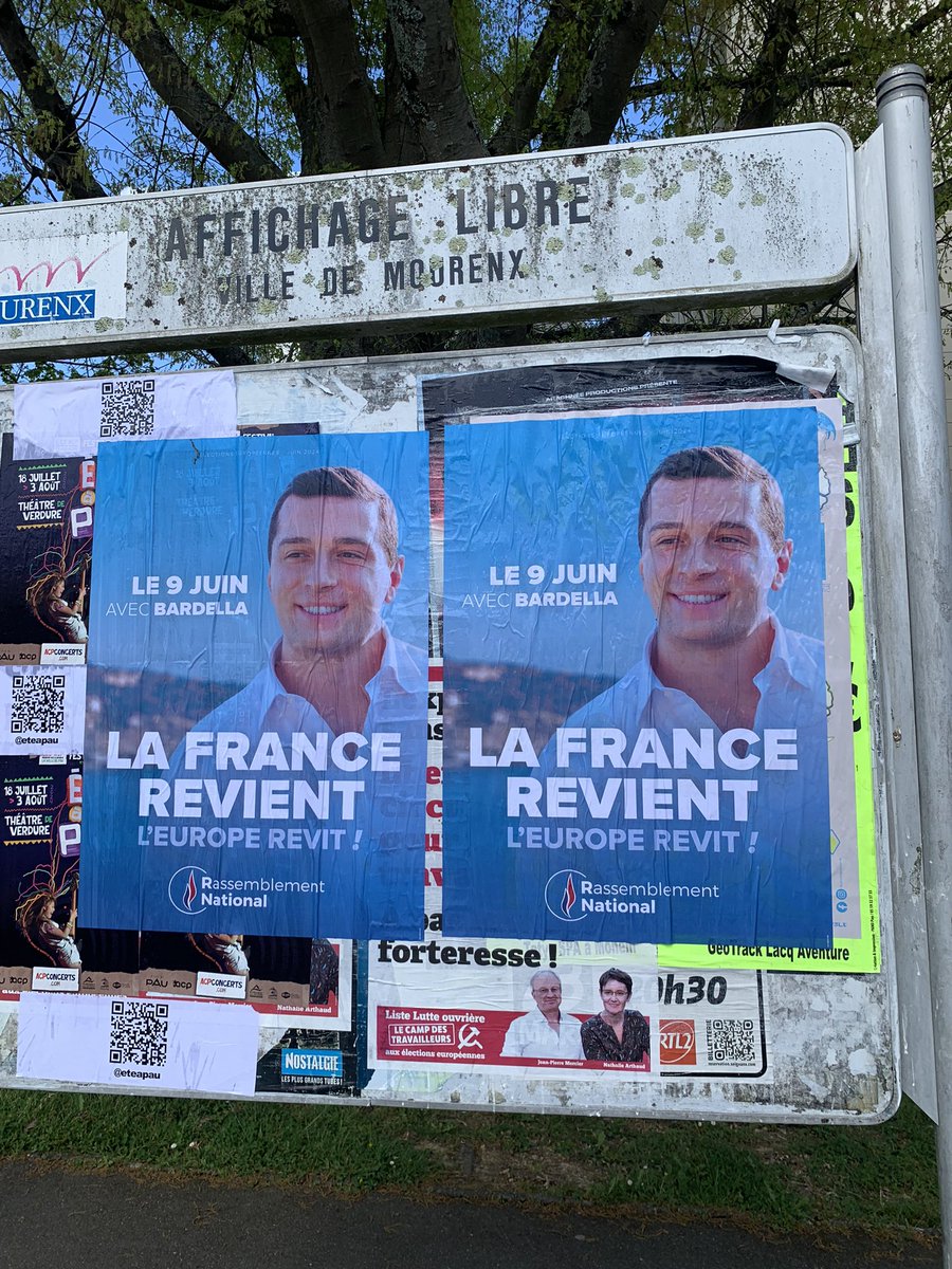 Verriere_F's tweet photo. Affichage en #Bearn cet après-midi. L’union fait France 🇫🇷 avec @J_Bardella. #VivementLe9Juin https://t.co/1gt5RqUerR