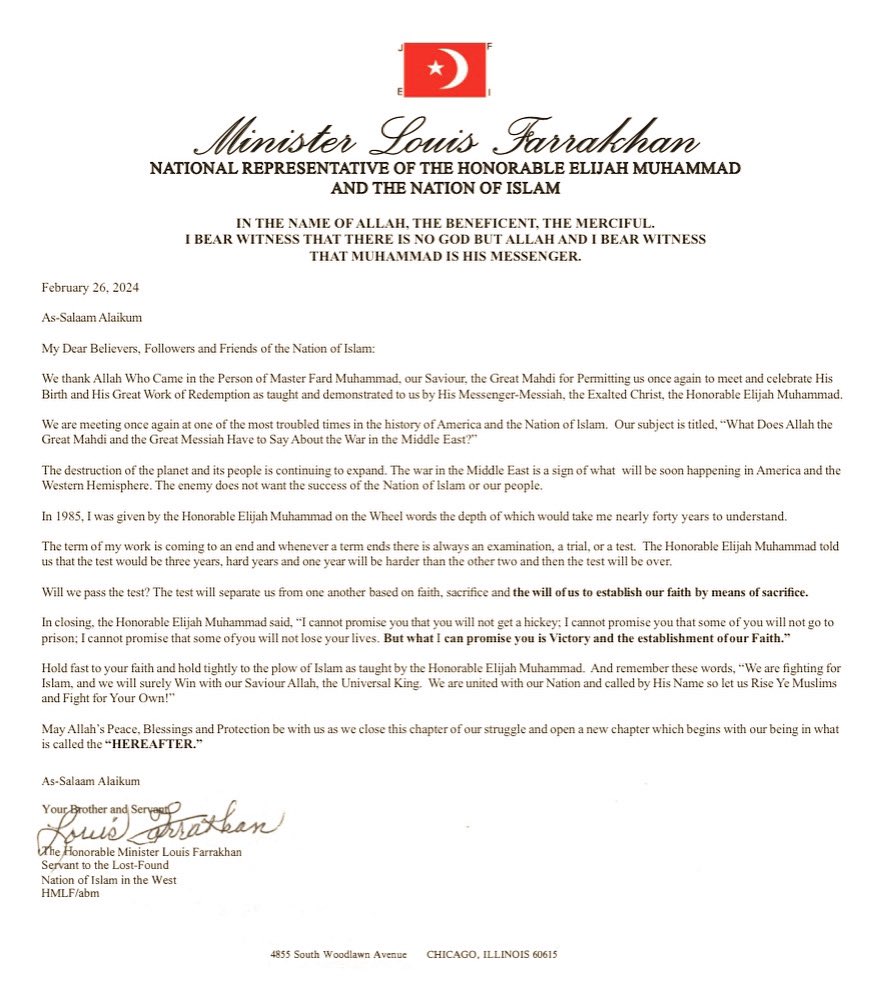 ReubenMuhammad's tweet image. “Will we #pass the #Test?
The Test will #separate us from one another based on…
(1) #faith,
(2) #sacrifice and
(3) the #will of us to #establish our faith by means of #sacrifice.”

-Hon. Min. @LouisFarrakhan