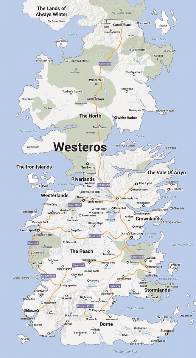 Modern map of Westeros 😍 Where would you visit?