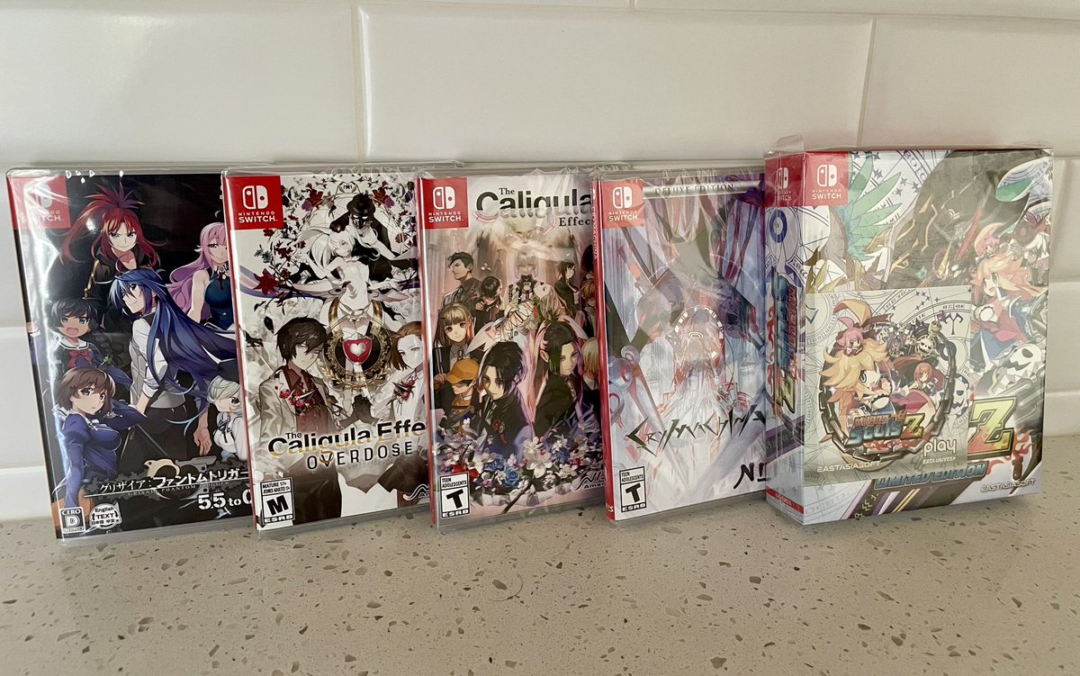 Time to share some new deliveries: Grisaia Phantom Trigger 5.5-08, Caligula Effect 1 &2, Crymachina, and Mugen Souls Z! #SwitchCorps