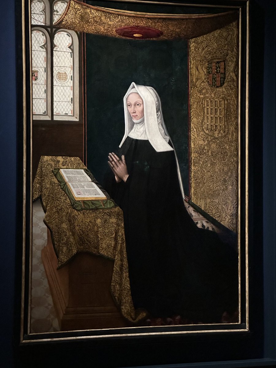 Margaret Beaufort, mother of Henry VII, in a painting displayed in ⁦@NPGLondon⁩ Margaret, through whom Henry claimed the crown, was the major architect of the Tudor dynasty, keeping her son’s highly dubious claim alive throughout his exile and political troubles in England