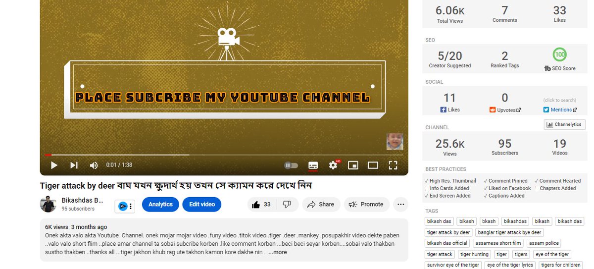 BikashDasB's tweet photo. Video seo work on my youtube channel ?
Video SEO is all about optimizing your YouTube channel and videos to rank higher in search results, which can lead to more views, subscribers, and engagement. Here's a breakdown of some key areas to
#youtubechannelcreate
#youtubevideoseo https://t.co/1N6YwQN7pb