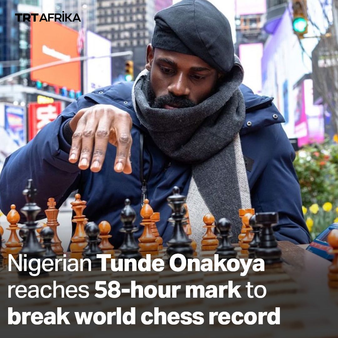 Nigerian Tunde Onakoya says he 'can't process the emotions I feel right now' after breaking the world record for the longest chess marathon. trtafrika.com/lifestyle/a-lo…