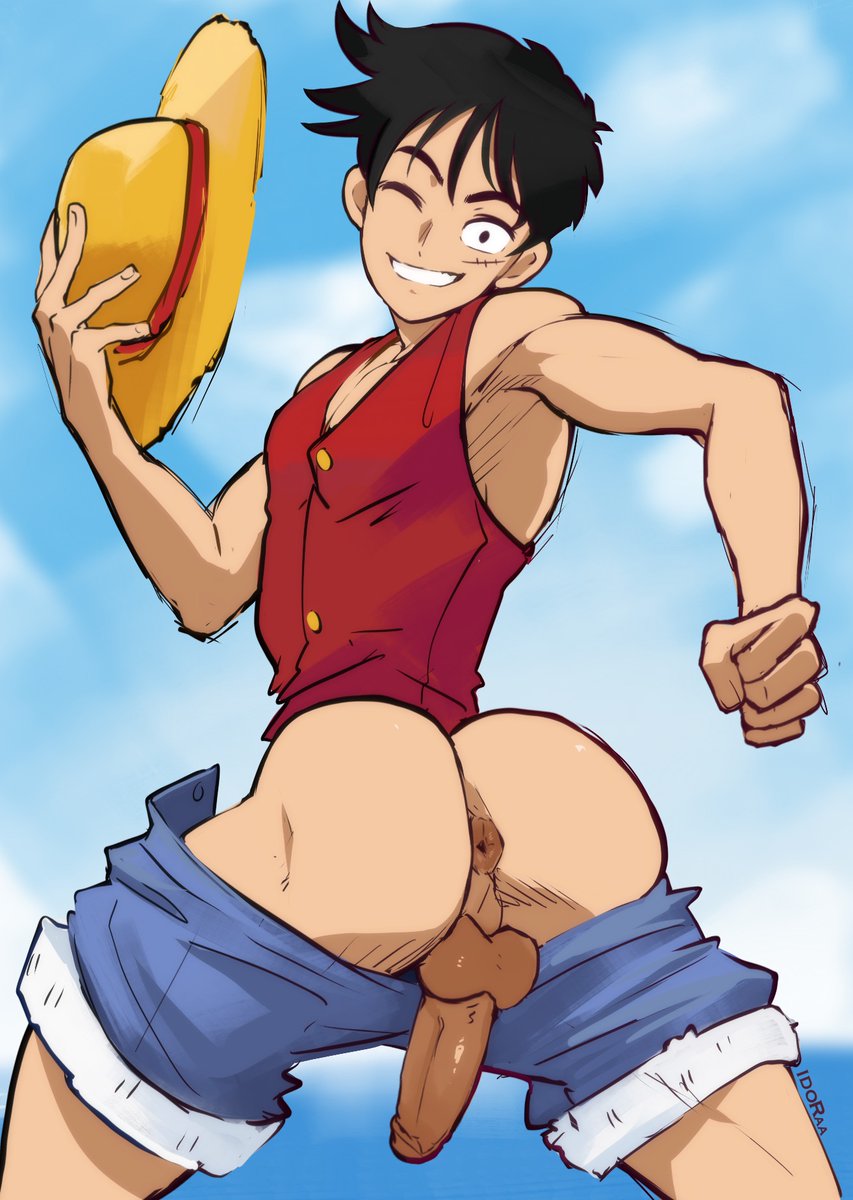 Intriguing Luffy gay content with clothed femboy action