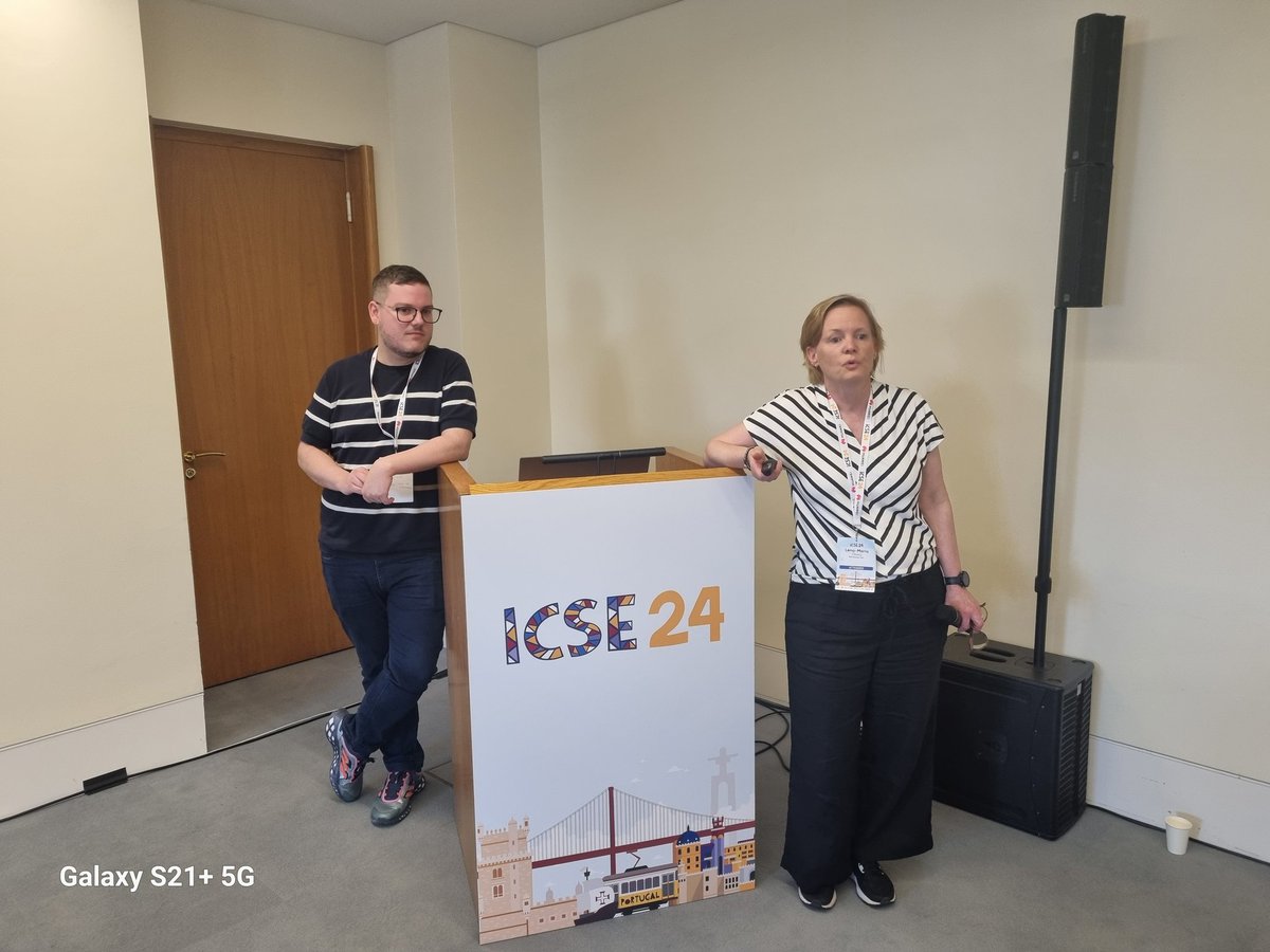 Second <a href="/NLBSE_workshop/">NLBSE-workshop</a> research session starts with the research talk "Unveiling Disparities: NLP Analysis of Software Industry and Vocational Education Gaps" by 
Emil Bäckstrand, Rasmus Djupedal, Lena-Maria Öberg and Francisco Gomes de Oliveira Neto

<a href="/ICSEconf/">ICSE</a>
