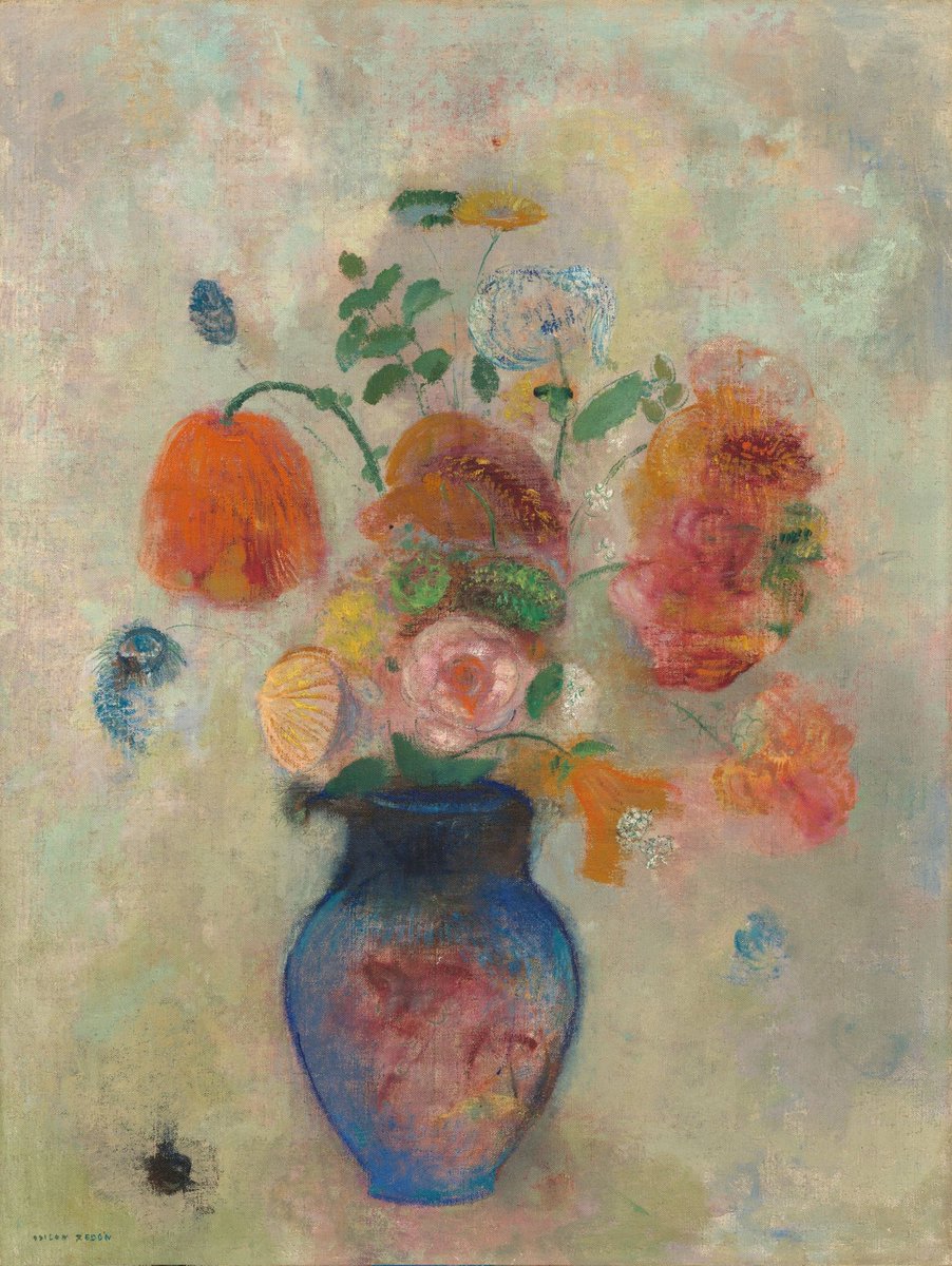 . “True art lies in a reality that is felt.” ― Odilon Redon . Odilon Redon Vase with Flowers, 1912 .