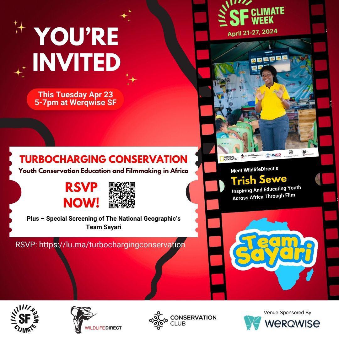 We are delighted to invite you to be part of the Turbocharging Conservation Event during the San Francisco Climate Week on April 23rd! We can't wait to see you there! #ClimateAction #conservationefforts #ConservationEducation #filmmaking #SanFranciscoClimateWeek