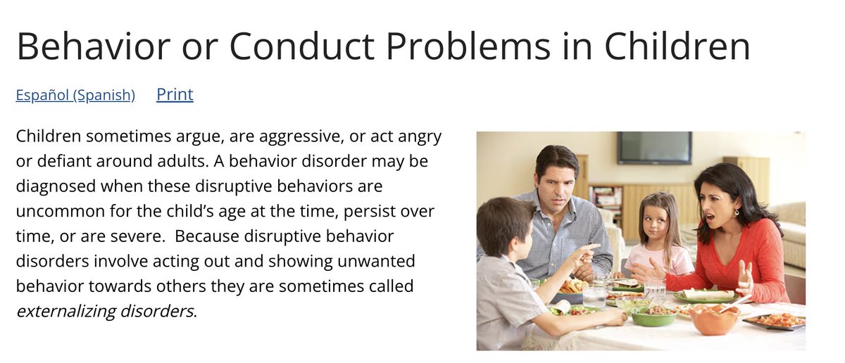Kudos to @CDCgov for a clear and helpful description of disruptive behavior disorders (including ODD and CD) and how to treat them. Still waiting for this information from @NIMHgov!: cdc.gov/childrensmenta…