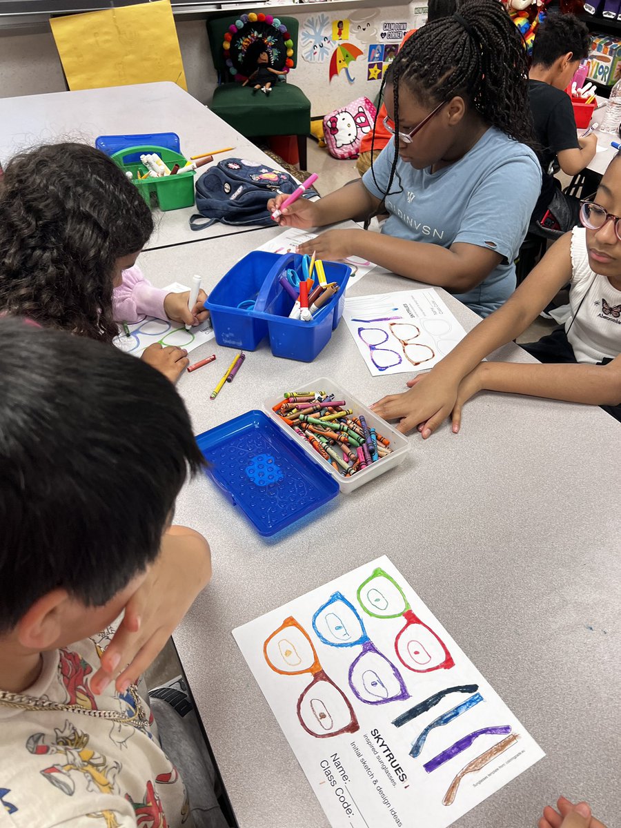 Saturday Enrichment Camp!! 🎨🕶️ 🏕️ @CypresswoodES #fifthgrade @AldineArt artits are inspired by @skytrues and designing sunglasses they will create #WhateverItTakes @TrentGJohnson @marlynn_montiel @c10burggy @DrWynneLaToya @TAshford10 @ChantilGill