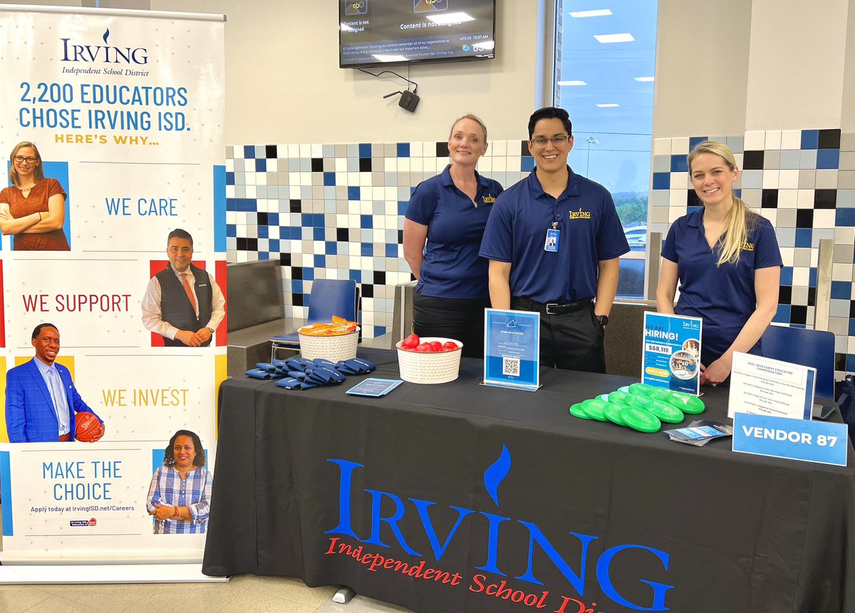 🌧️ Rainy day? No problem! Swing by our table at the community fair to learn about @IrvingISD and mark your calendars for the upcoming job fair at Irving High School on April 27th!