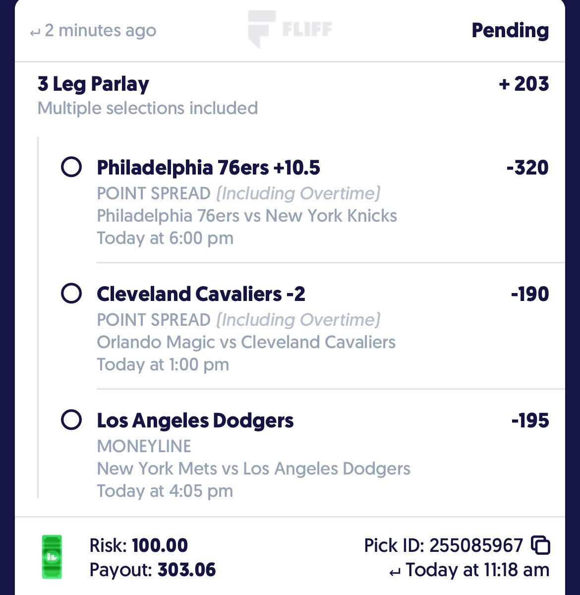 If this cash, I will cashapp one person who likes this $20. 

Saturday has been my money day.

#BettingX #GamblingX #Fliff