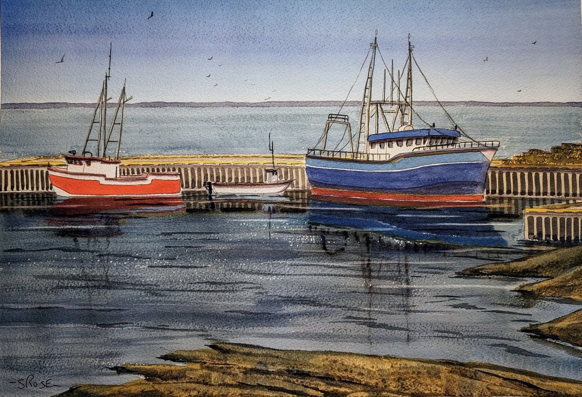 A new painting by popular Newfoundland artist Sam Rose from a picture I took of the harbour recently. Sam often paints my photos. For more of his great artwork you can follow him at @art_colored