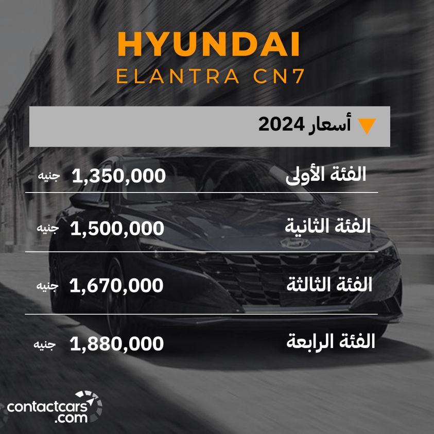 ContactCars's tweet photo. أسعار هيونداي إلنترا CN7 موديل 2024 https://t.co/1xi3dAh6wq