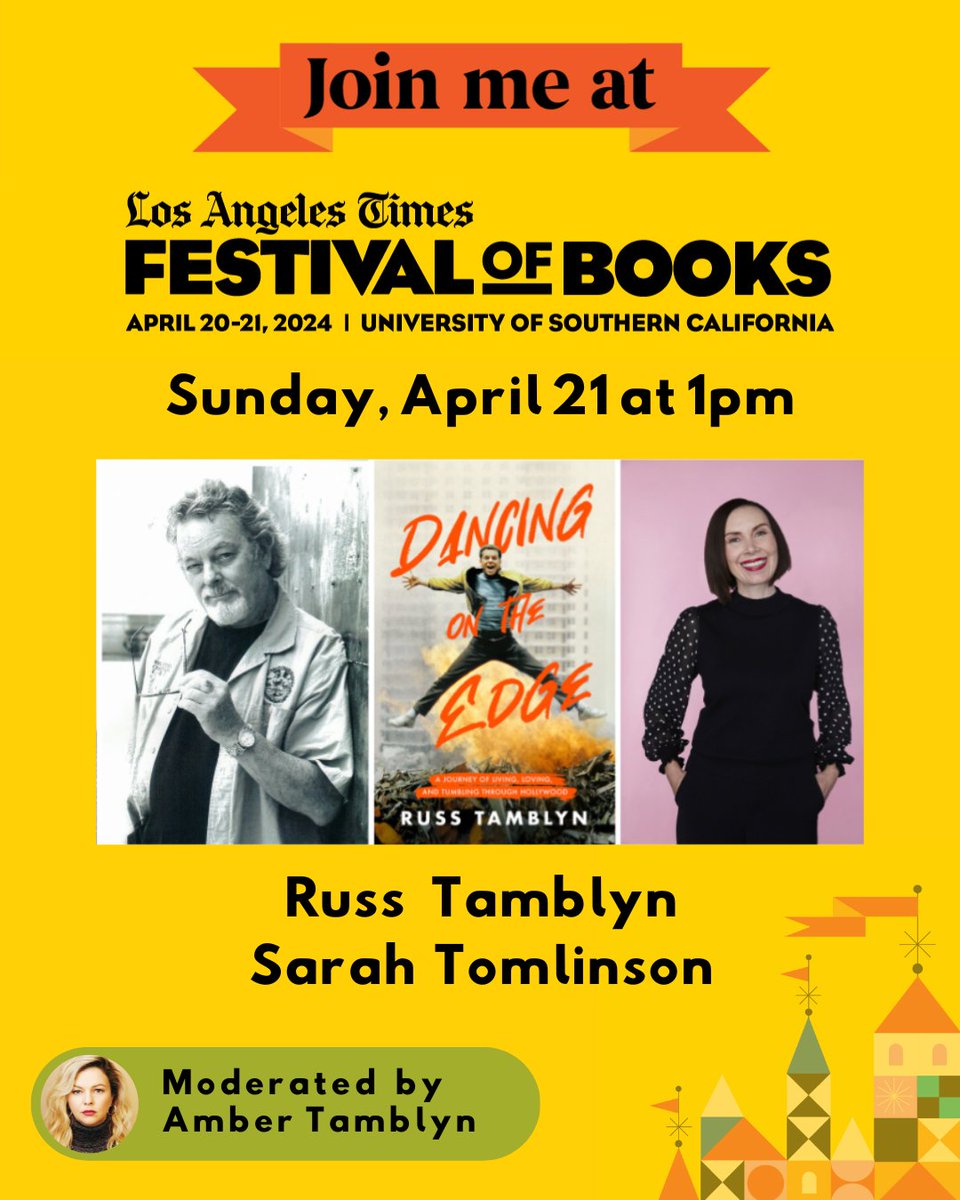 Thrilled to be moderating this discussion between @DuchessOfRock and my dad, @RussTamblyn, tomorrow at @LATimesFOB. Tickets are $6. See you there 📚 tixr.com/groups/latimes…