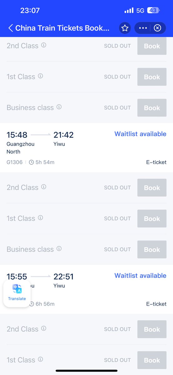 4 flights cancelled in china till now lol, trying to get to yiwu for about 3 days now🤣, all trains tickets sold out also.

Also extended the duration of staying in china till the 27th so wish me luck i guess